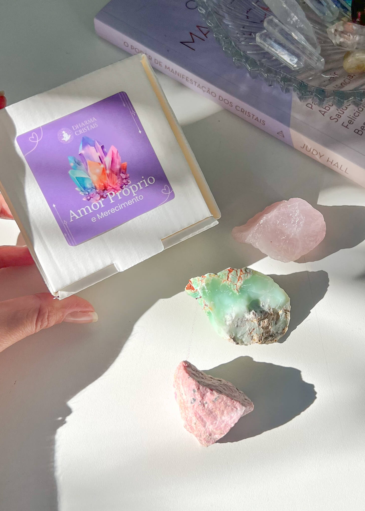 Kit amor proprio Kit de Cristais para Amor-próprio e Merecimento – Quartzo Rosa, Crisóprasio e Rodocrosita - Imagem 1