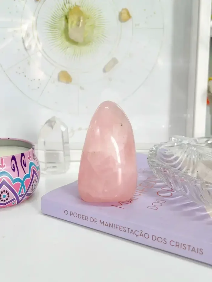 Quartzo Rosa Gota Polido para Decoração