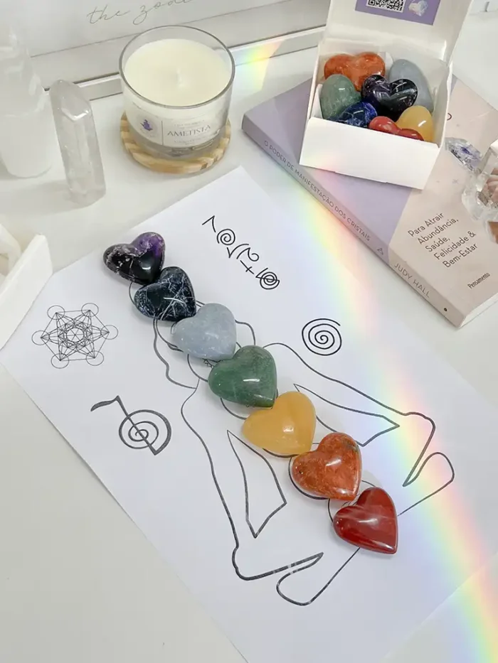 Kit corações 7 chakras