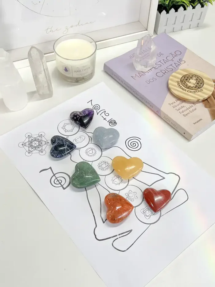 Kit corações 7 chakras