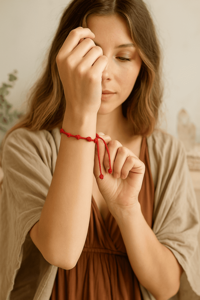 Pulseira Vermelha de 7 Nós – Proteção Espiritual e Energia Positiva (Kabbalah)