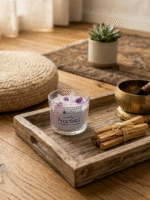 Vela Aromática Ametista com Cristais Naturais | Alecrim e Verbena | Coleção Colors — Dharma Cristais - Imagem 2